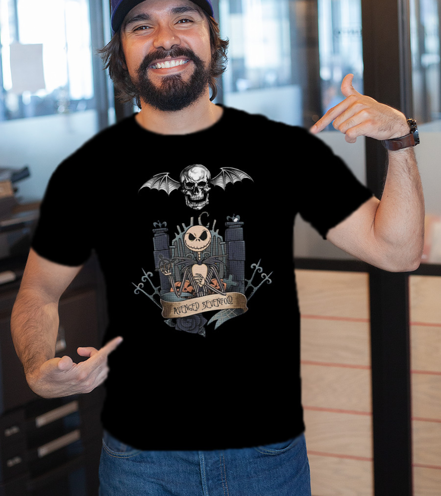 Jack Skellington Avenged Sevenfold Bat Skull Gothic Crossover T-Shirt