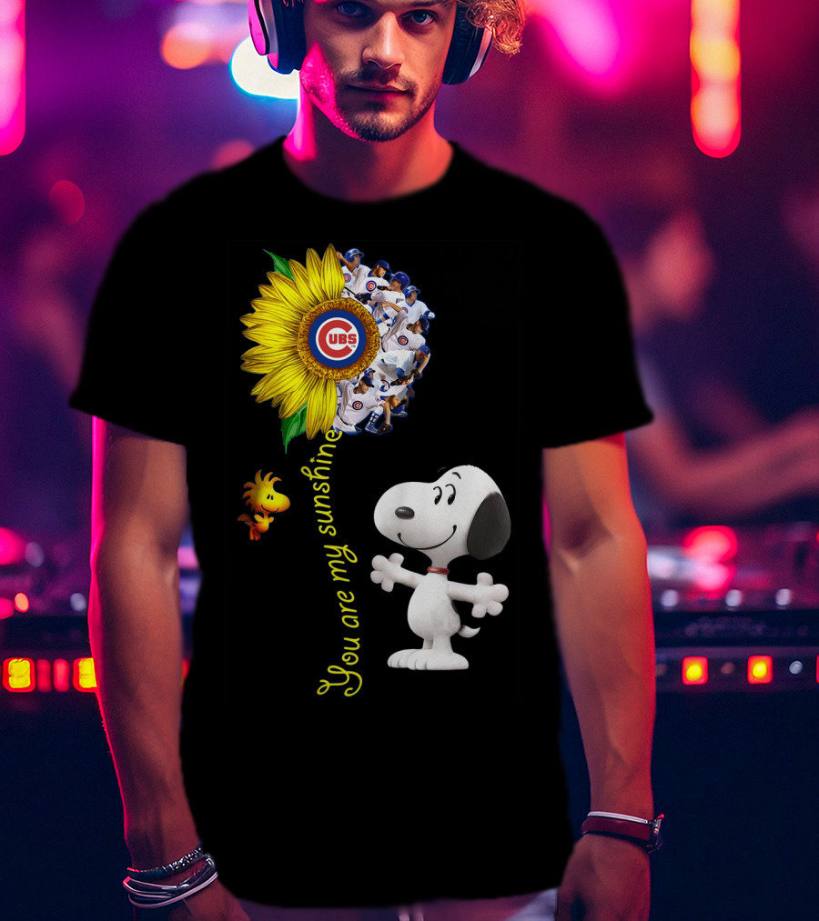 Snoopy Chicago Cubs You Are My Sunshine Sunflower Baseball T-Shirt