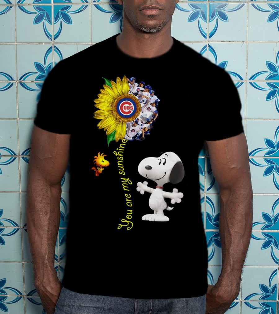 Snoopy Chicago Cubs You Are My Sunshine Sunflower Baseball T-Shirt