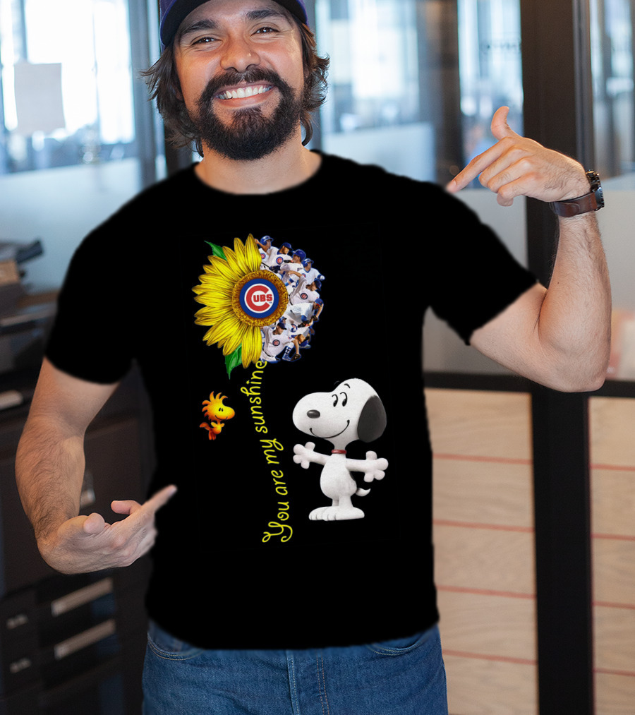Snoopy Chicago Cubs You Are My Sunshine Sunflower Baseball T-Shirt