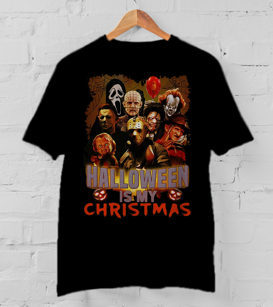 Horror Icons Halloween Is My Christmas Freddy Jason Pennywise Ghostface Pinhead Chucky T-Shirt