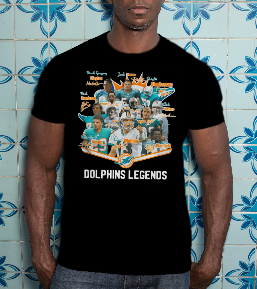 Dolphins Legends Marino Minkah Stephenson Buoniconti Warfield Gase Griese Taylor Thomas Clayton Mandich T-Shirt