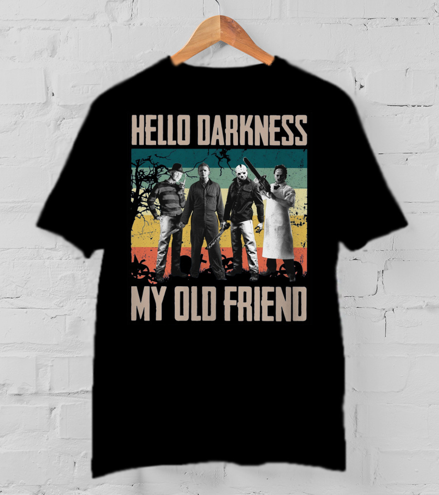 Hello Darkness My Old Friend Horror Icons Halloween T-Shirt