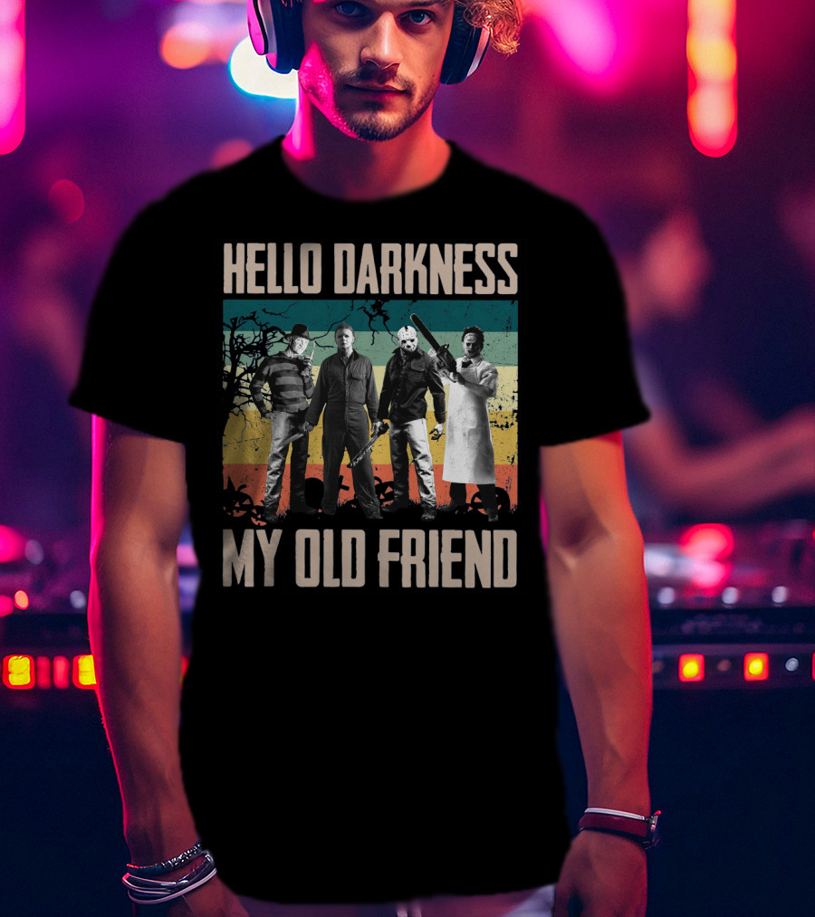 Hello Darkness My Old Friend Horror Icons Halloween T-Shirt