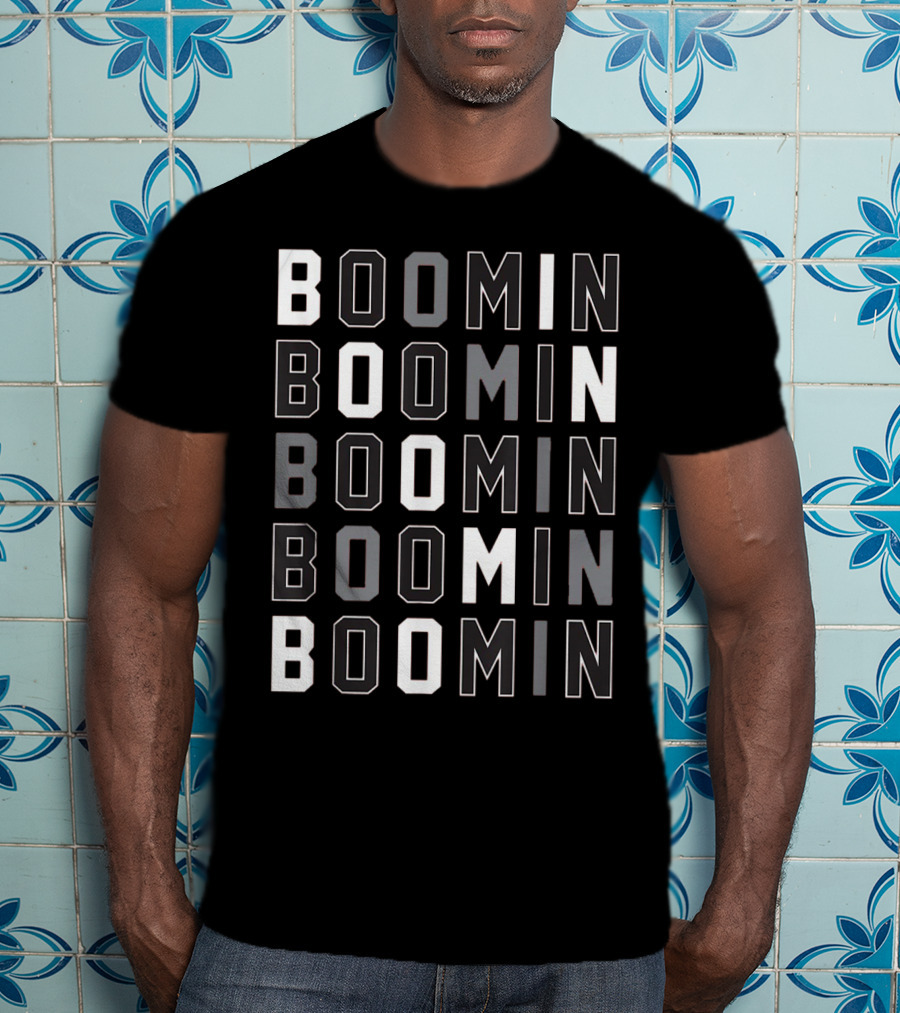 Boomin AB Black Silver Football Graphic Repetition T-Shirt