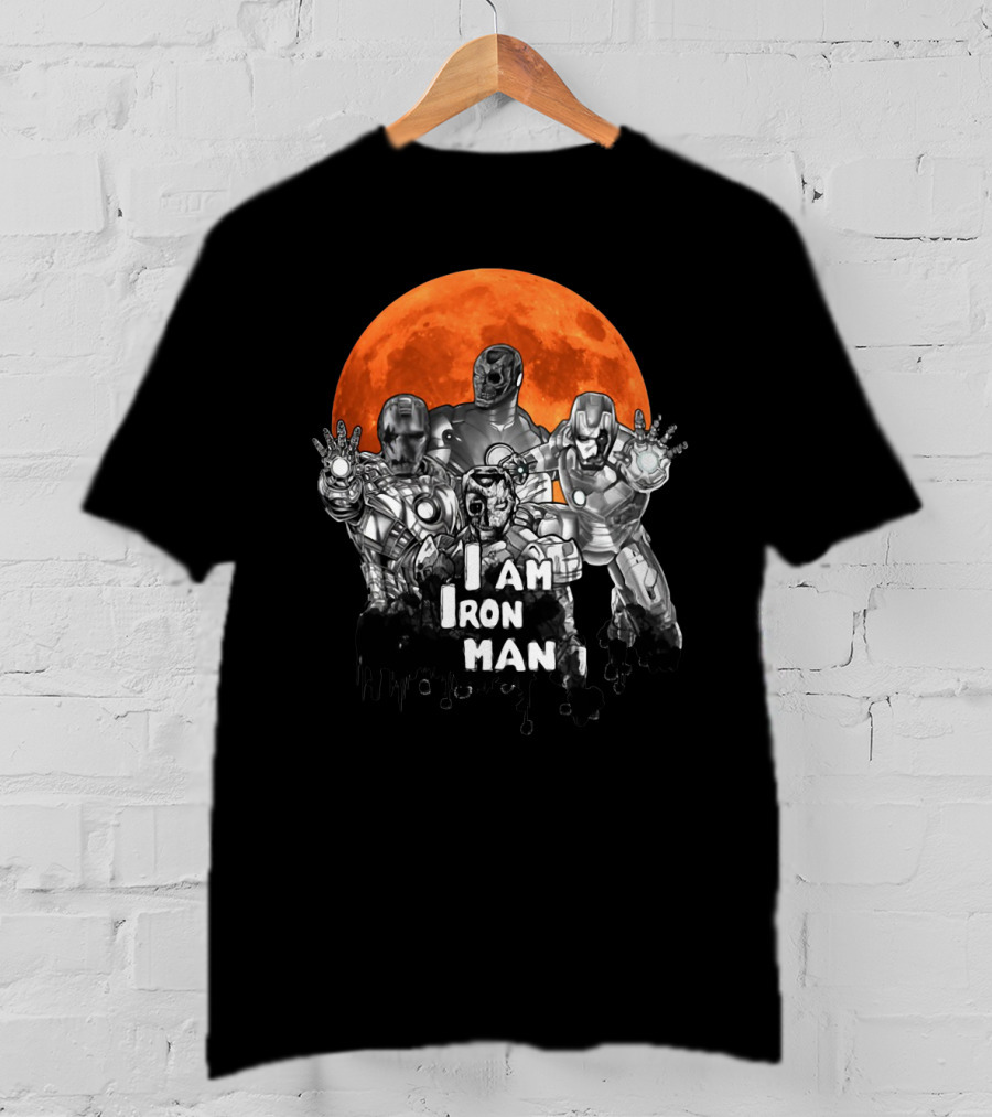 Iron Man Zombie Halloween I Am Iron Man Moon T-Shirt