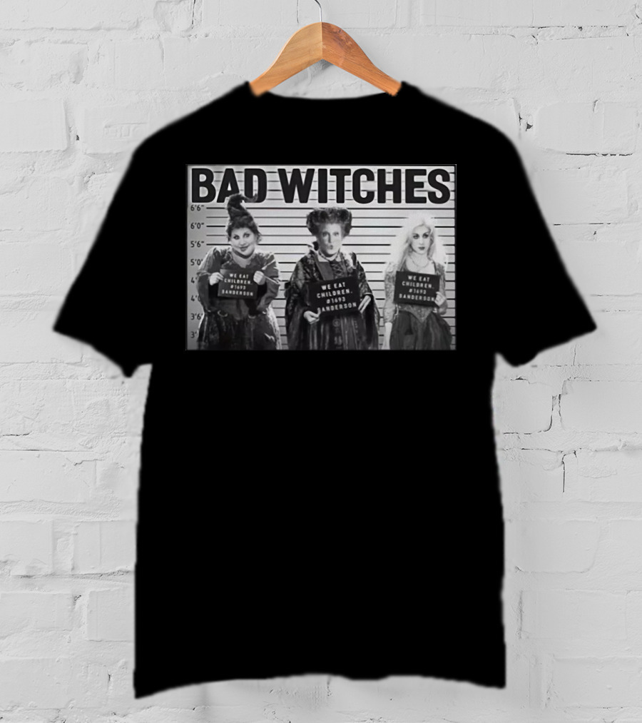 Hocus Pocus Bad Witches Mugshot Halloween Sanderson Sisters We Eat Children 1693 T-Shirt