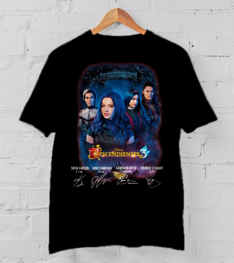 Disney Descendientes 3 Los Hechizos Nacieron Para Romperse Sofia Carson Evie Dove Cameron Mal Cameron Boyce Carlos Booboo Stewart Jay T-Shirt