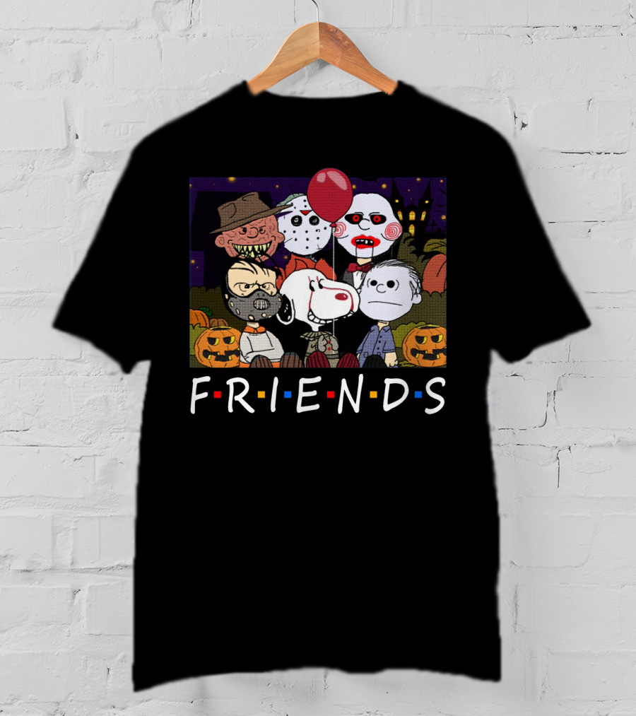 Horror Halloween Peanuts Characters Friends TV Show Mashup T-Shirt