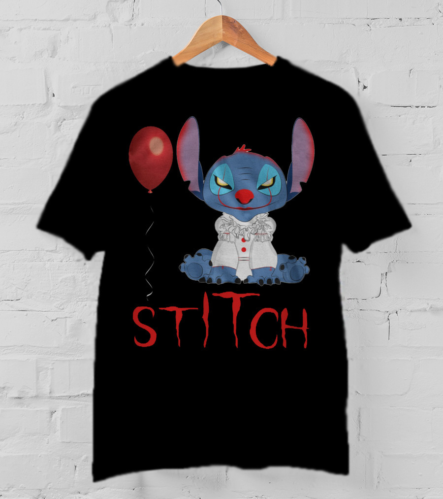 It Horror Stitch With Pennywise Balloon T-Shirt