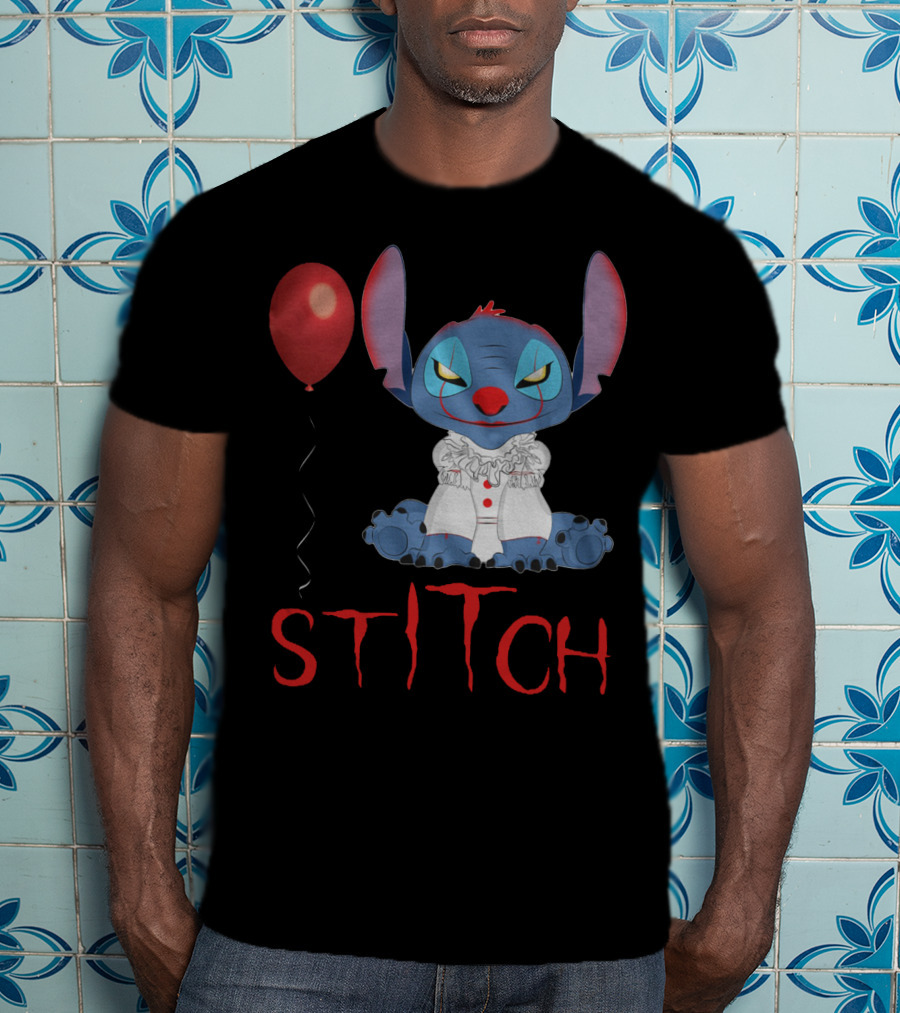 It Horror Stitch With Pennywise Balloon T-Shirt