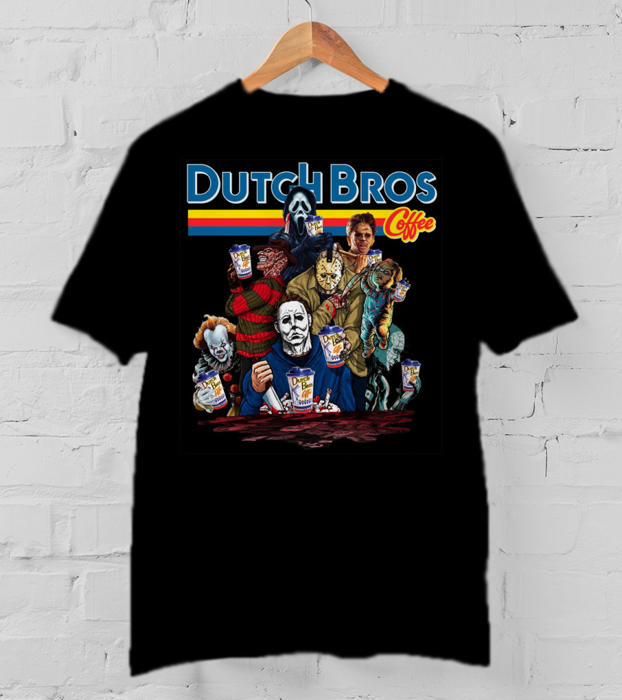 Dutch Bros Coffee Halloween Horror Characters T-Shirt