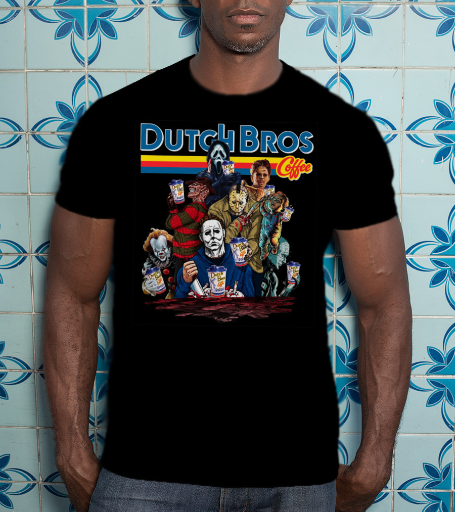 Dutch Bros Coffee Halloween Horror Characters T-Shirt