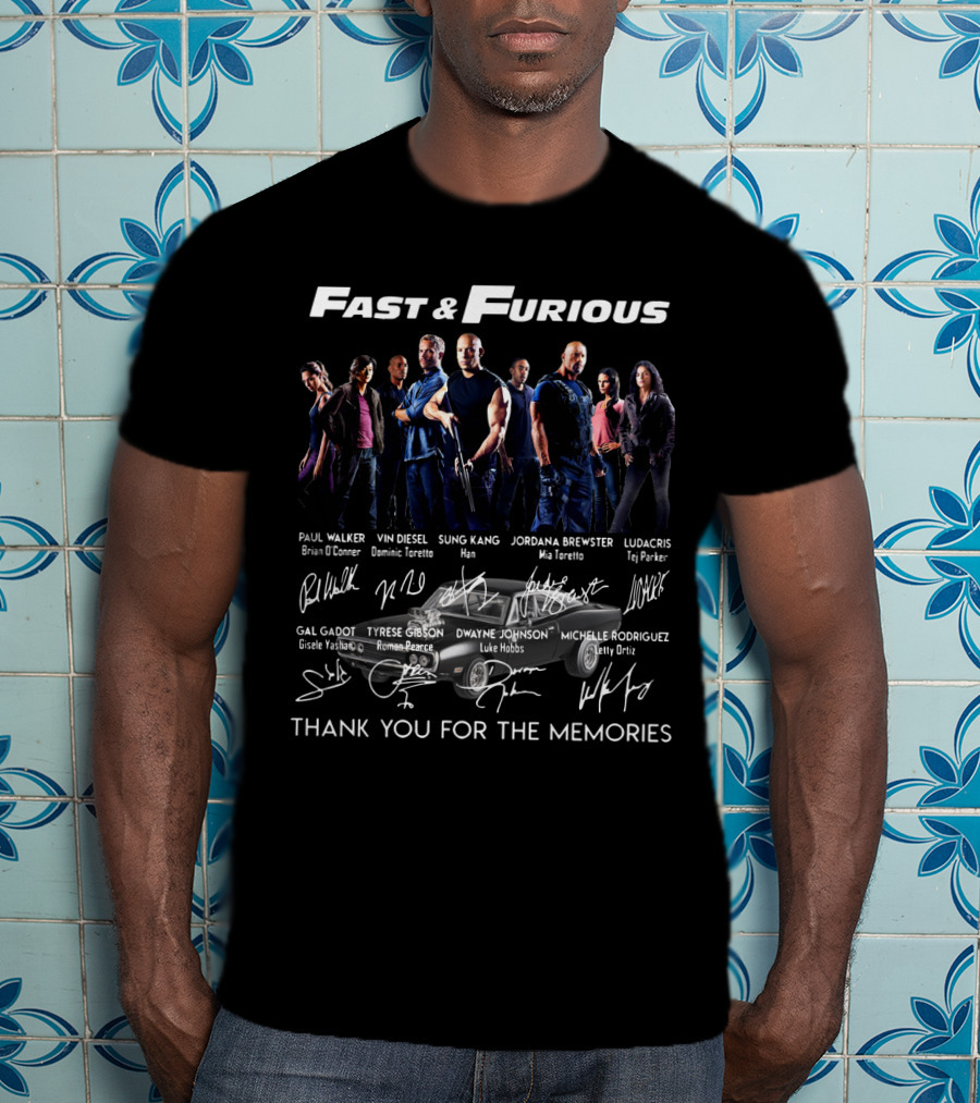 Fast And Furious Thank You For The Memories Paul Walker Vin Diesel Dwayne Johnson Michelle Rodriguez T-Shirt