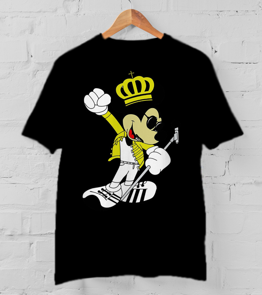 Freddie Mercury Mickey Mouse Crown Pose With Microphone T-Shirt