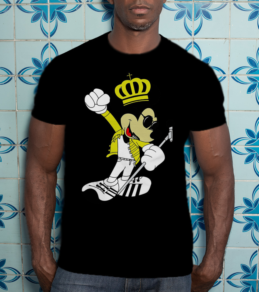 Freddie Mercury Mickey Mouse Crown Pose With Microphone T-Shirt