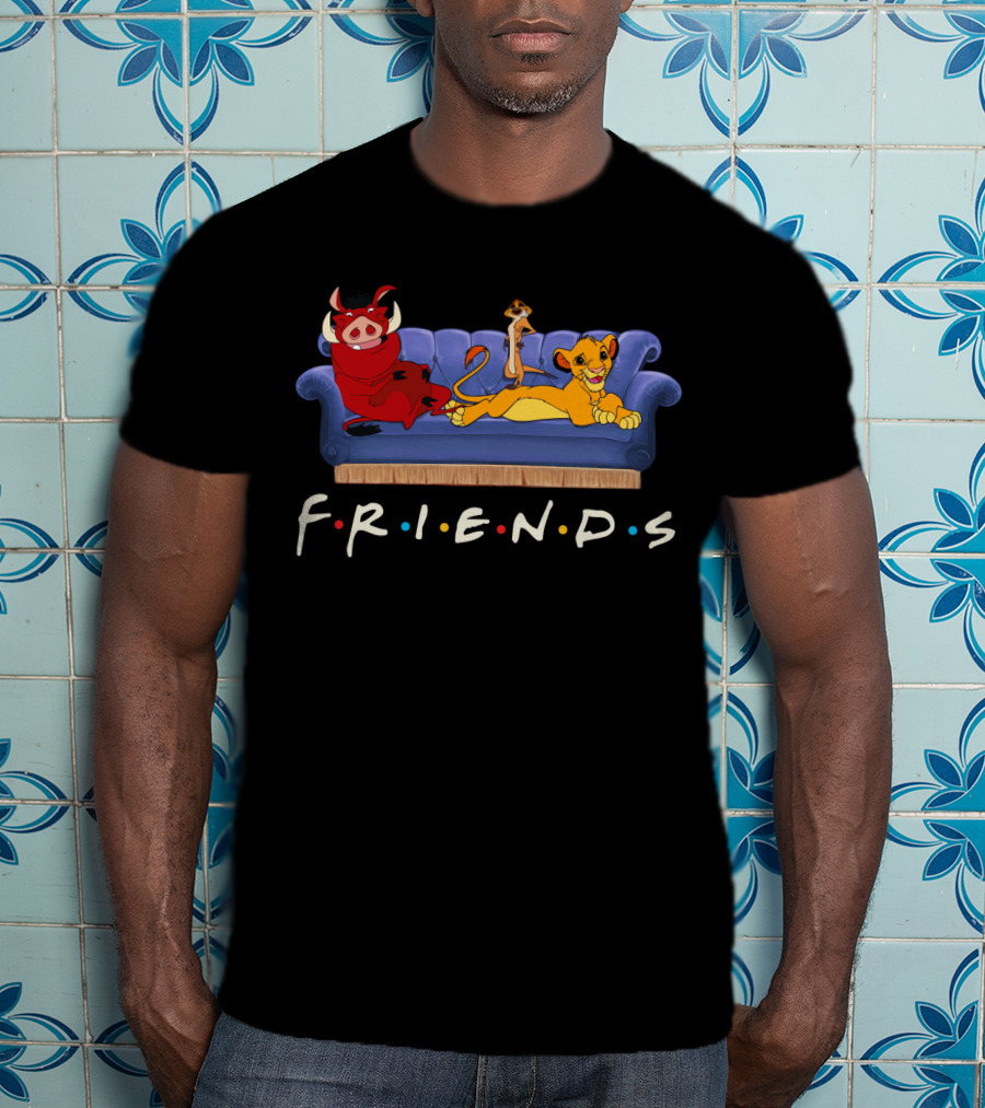 Friends The Lion King Simba Timon Pumbaa Couch T-Shirt
