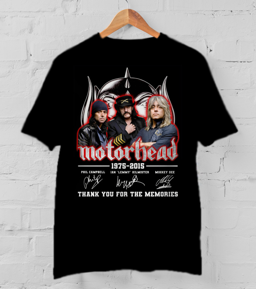Motorhead 1975-2015 Thank You For The Memories Phil Campbell Ian 'Lemmy' Kilmister Mikkey Dee T-Shirt