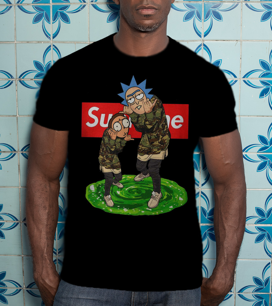 Rick And Morty Supreme Portal Streetwear Camo T-Shirt