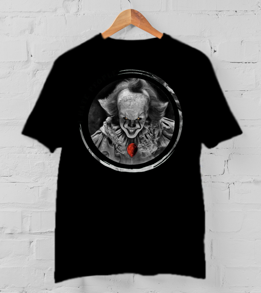 I Hate People Pennywise Clown Black And White Red Balloon T-Shirt