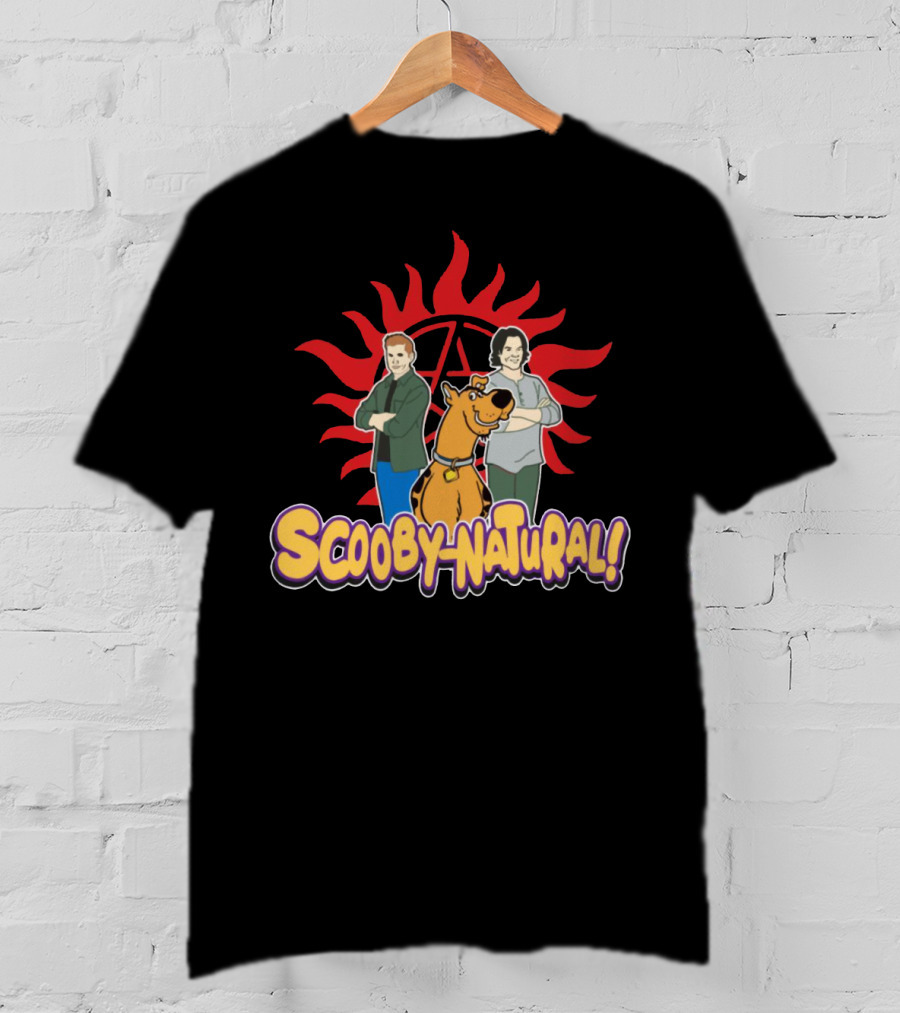 Scooby-Natural Supernatural Crossover Featuring Iconic Red Sun And Mystery Characters T-Shirt