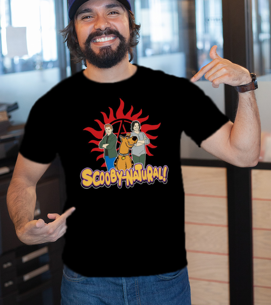 Scooby-Natural Supernatural Crossover Featuring Iconic Red Sun And Mystery Characters T-Shirt