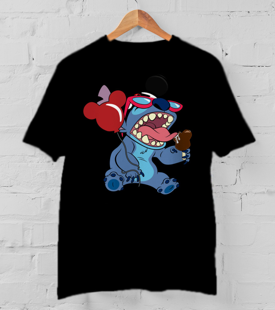 Stitch Vacay Mode With Ice Cream And Mickey Balloon T-Shirt