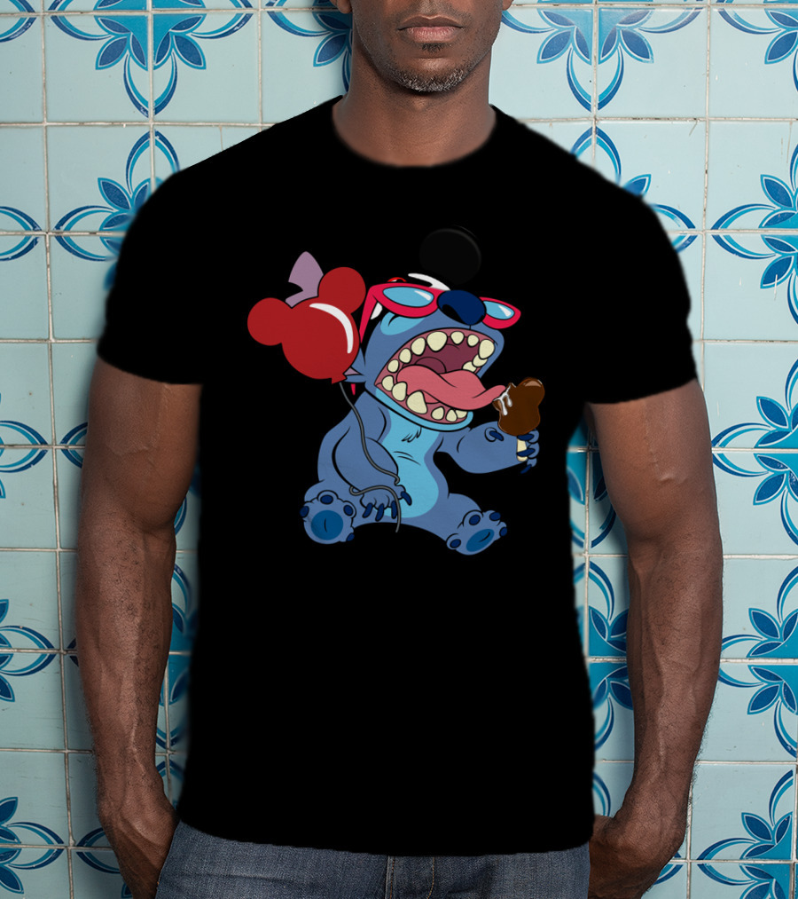 Stitch Vacay Mode With Ice Cream And Mickey Balloon T-Shirt