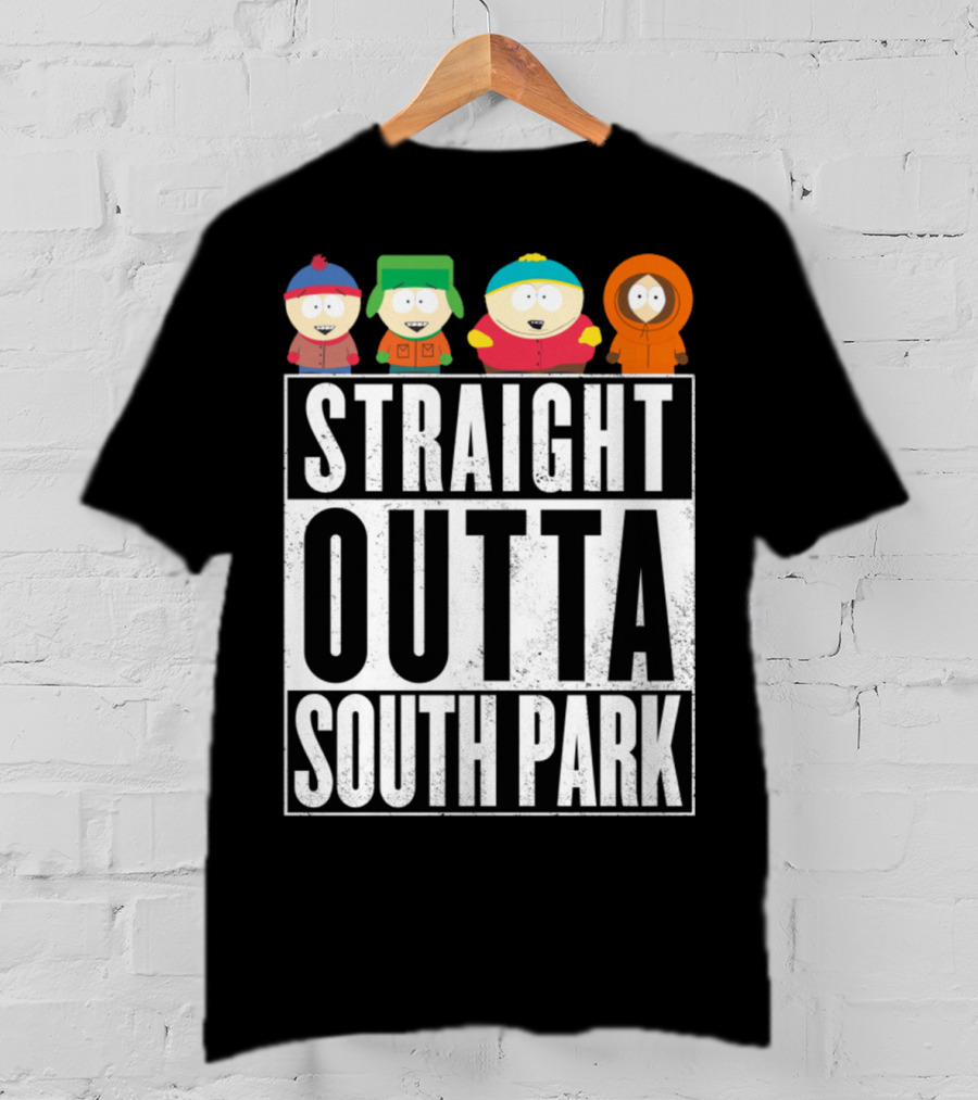 Straight Outta South Park With Iconic Characters Cartman Kyle Stan And Kenny T-Shirt