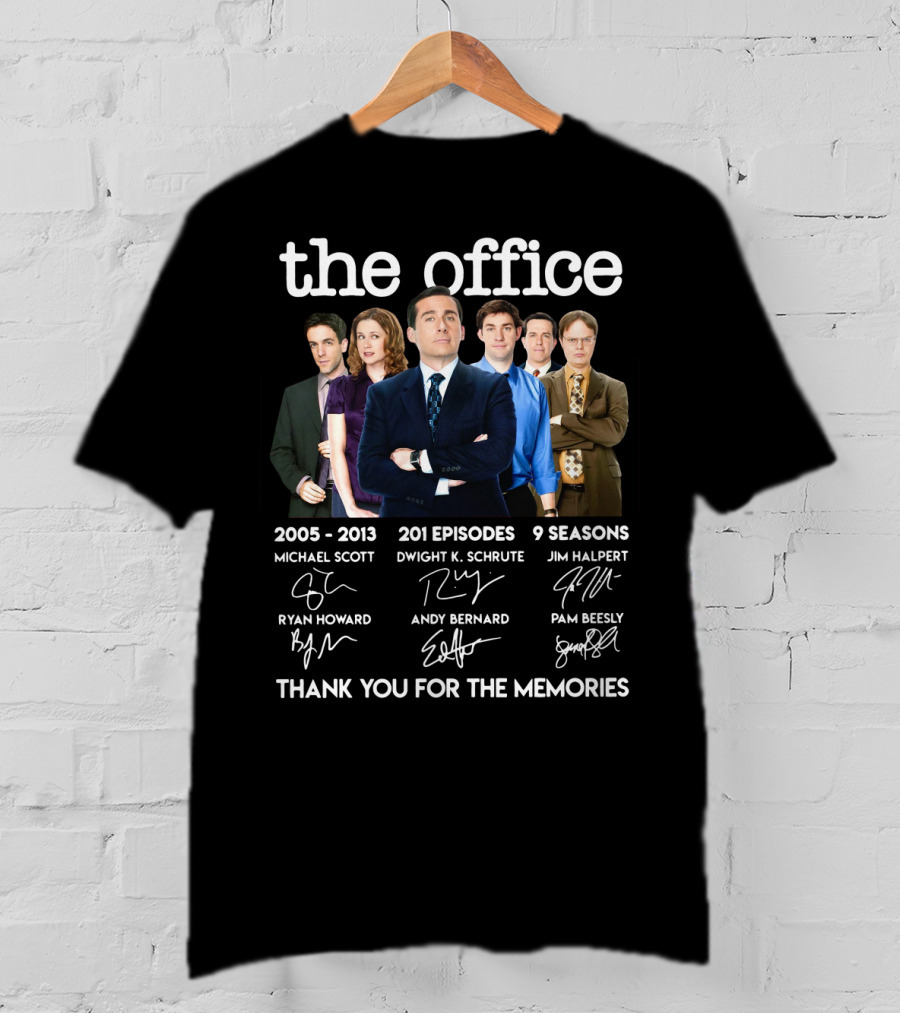 The Office 2005-2013 Thank You For The Memories 201 Episodes 9 Seasons Michael Scott Dwight K. Schrute Jim Halpert Pam Beesly Ryan Howard Andy Bernard T-Shirt