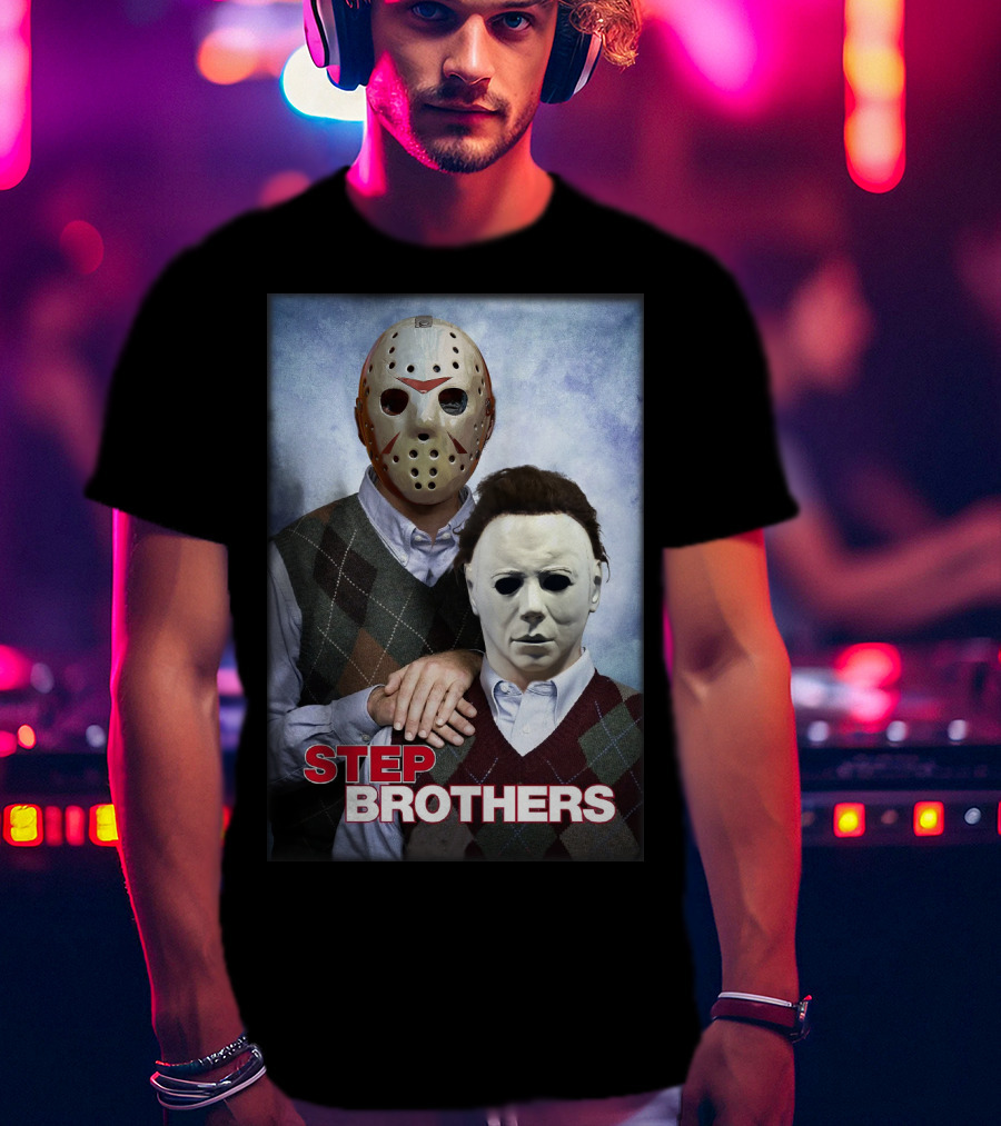 Step Brothers Jason Voorhees Michael Myers Comedy Horror Crossover T-Shirt