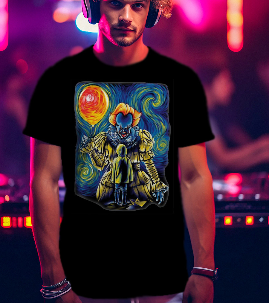 Starry Night Pennywise And Georgie Balloon Encounter T-Shirt