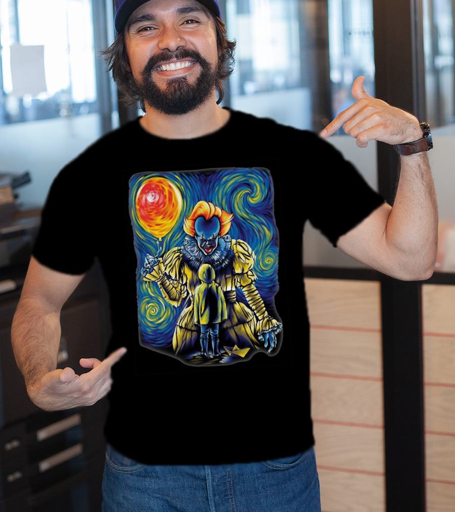 Starry Night Pennywise And Georgie Balloon Encounter T-Shirt