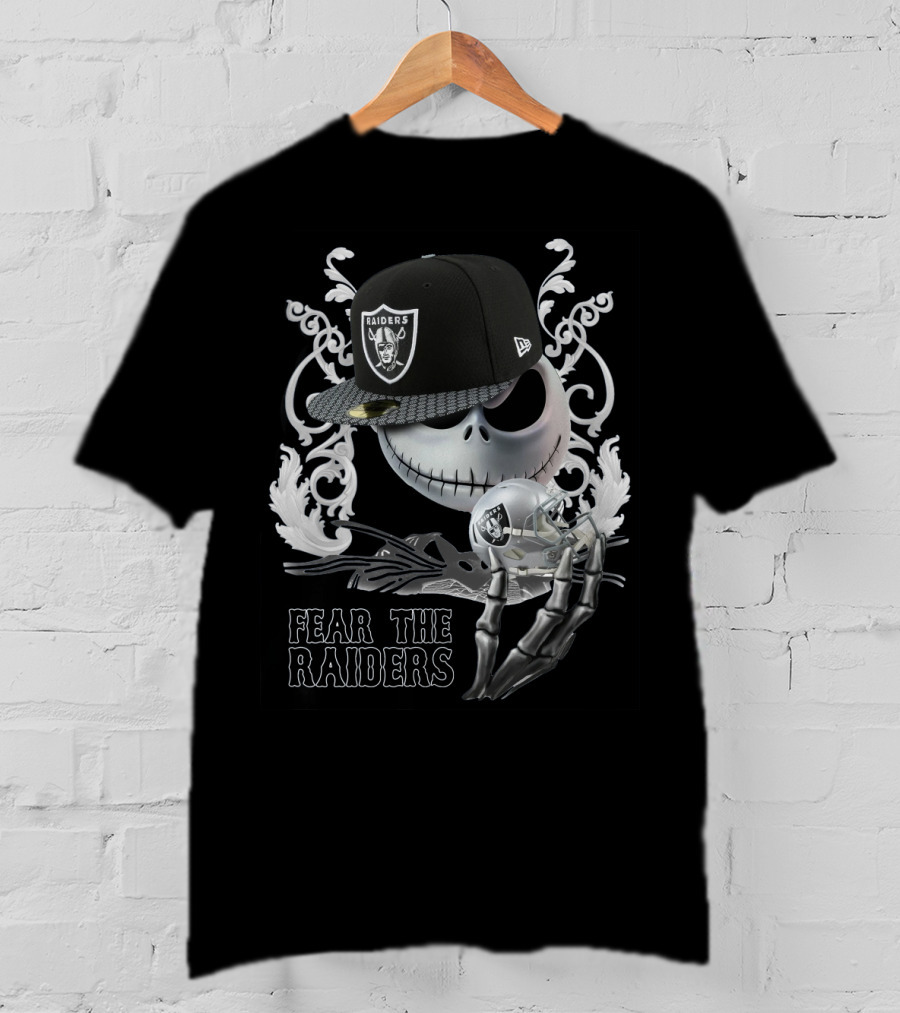 Jack Skellington Raiders Hat And Helmet With Fear The Raiders T-Shirt