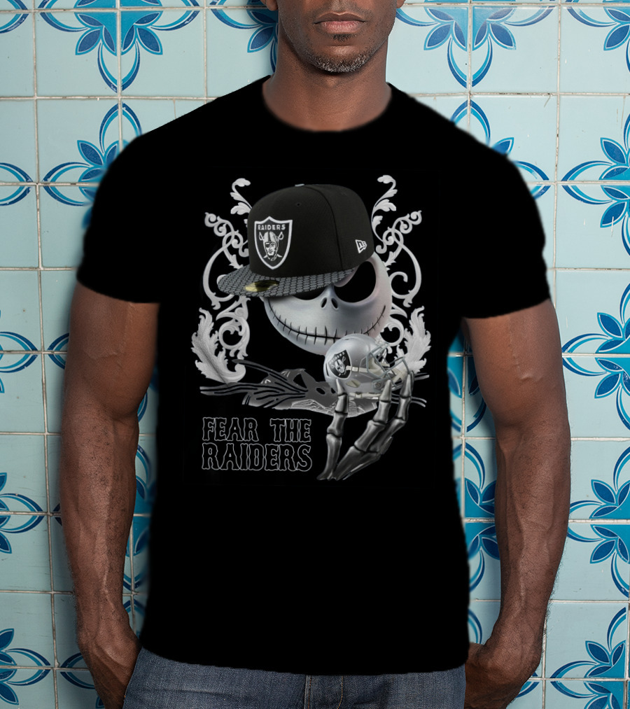 Jack Skellington Raiders Hat And Helmet With Fear The Raiders T-Shirt