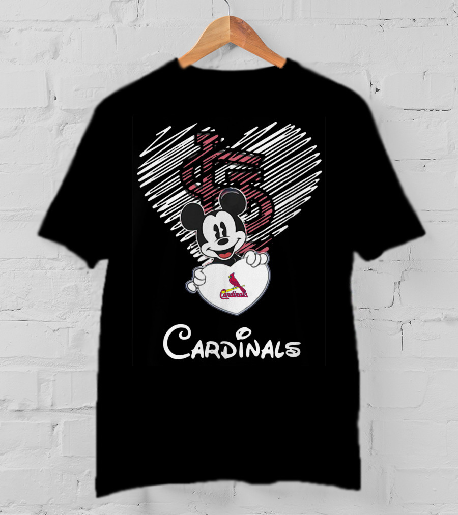 Mickey Mouse Heart St. Louis Cardinals T-Shirt