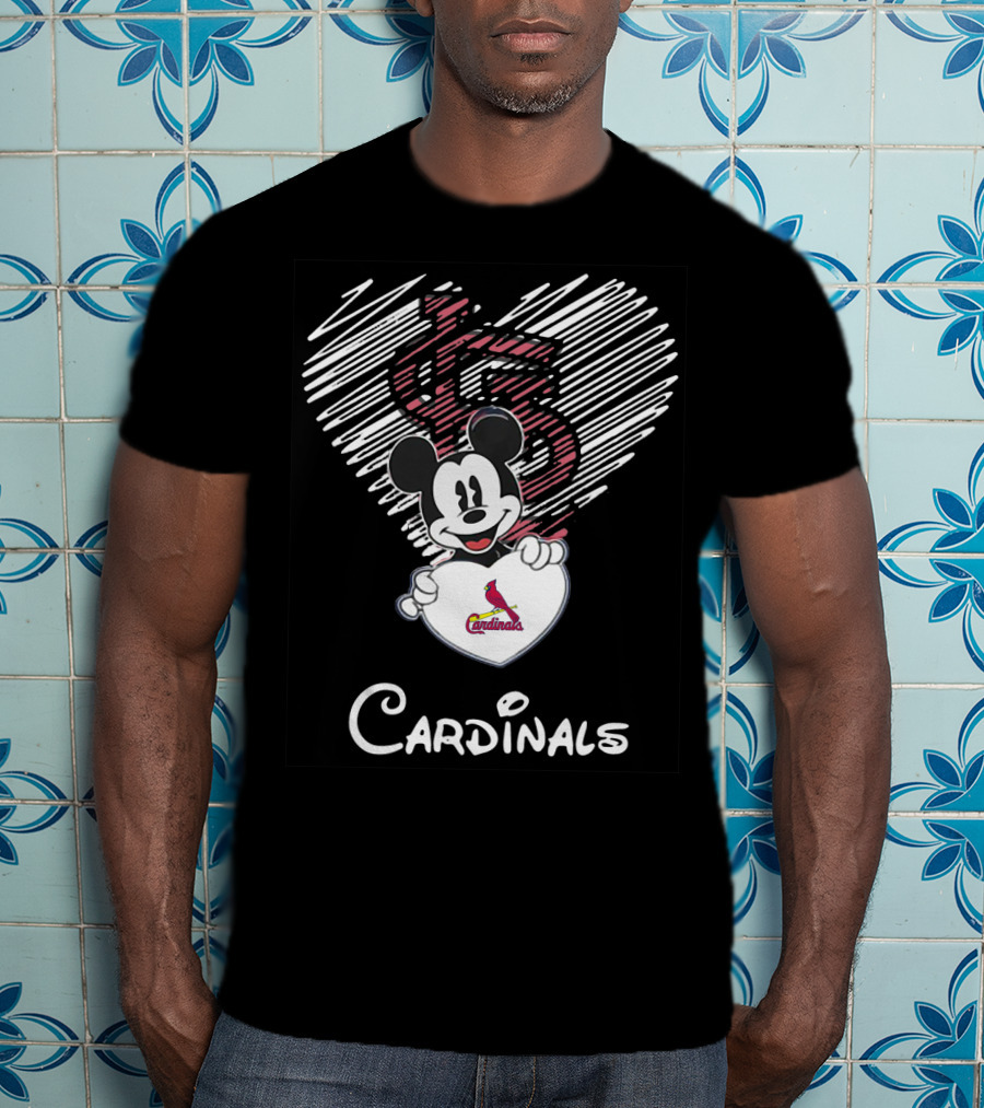 Mickey Mouse Heart St. Louis Cardinals T-Shirt