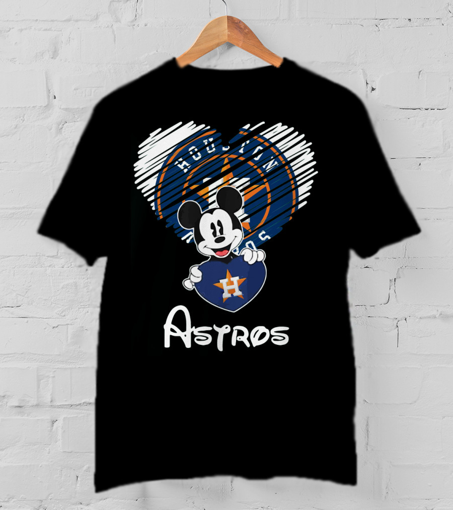 Mickey Mouse Houston Astros Heart Houston Astros Houston Astros T-Shirt