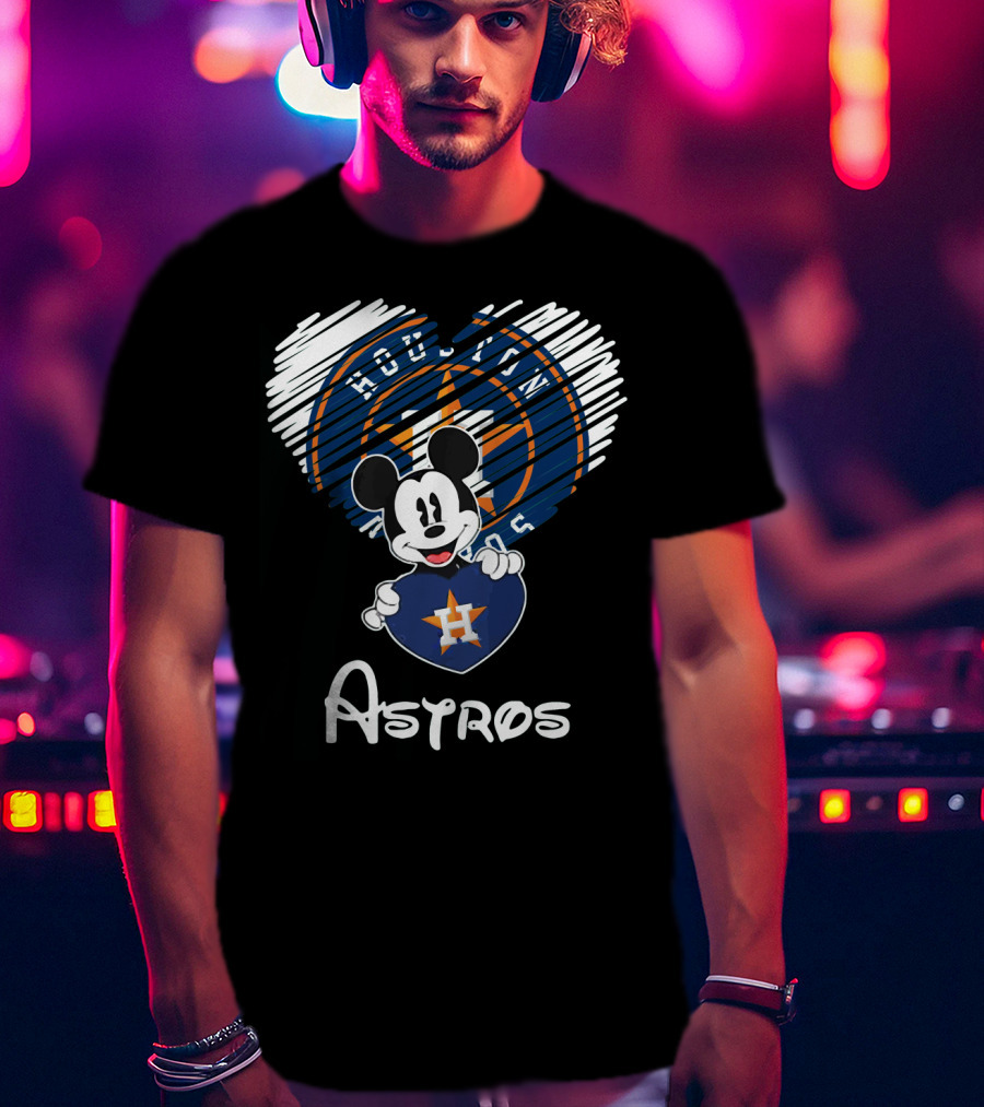 Mickey Mouse Houston Astros Heart Houston Astros Houston Astros T-Shirt