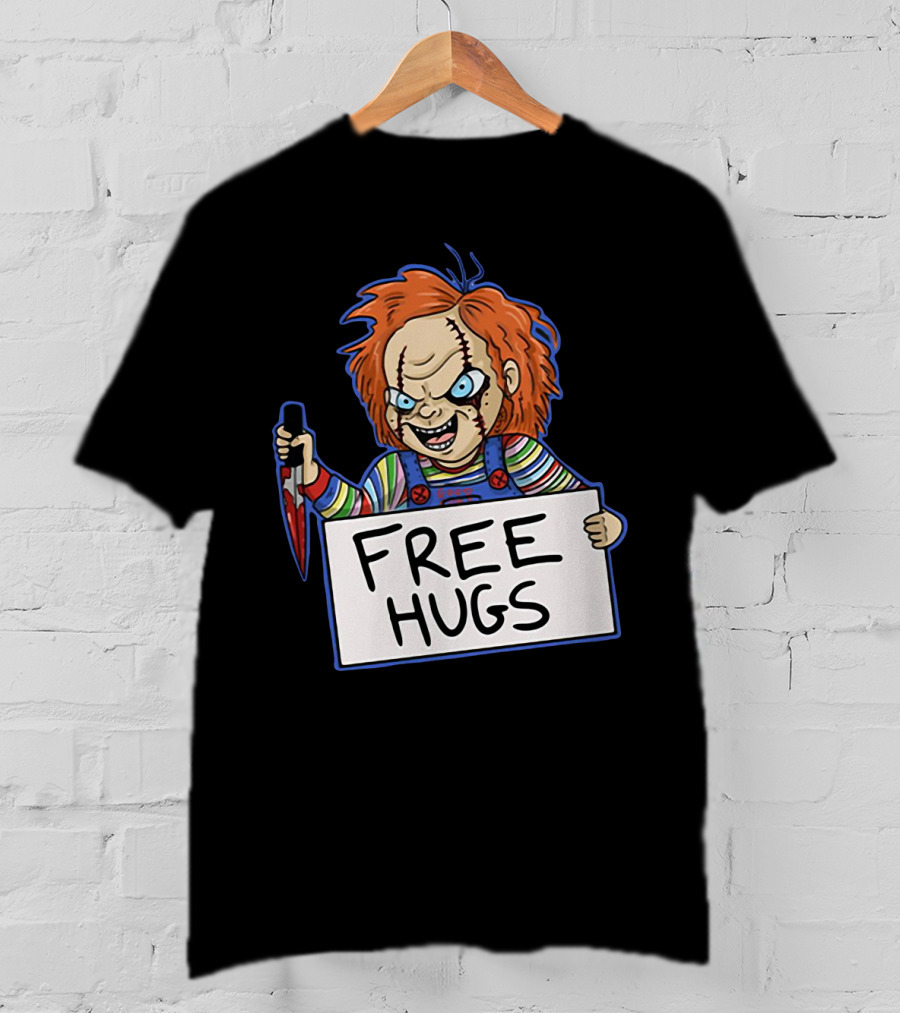 Chucky Free Hugs With Knife And Red Hair T-Shirt