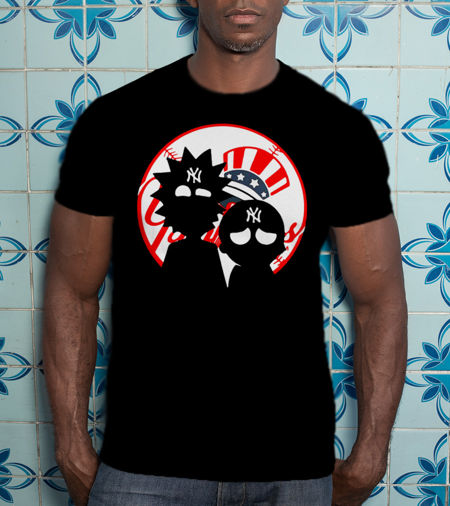 Rick And Morty Yankees New York City Yankees Logo Fusion Yankees Cap T-Shirt