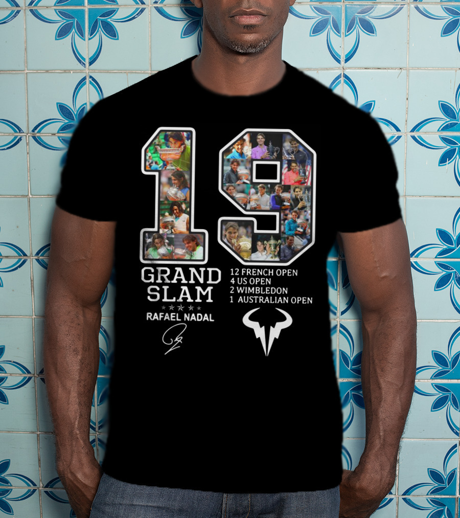 Rafael Nadal 19 Grand Slam Titles French Open US Open Wimbledon Australian Open T-Shirt