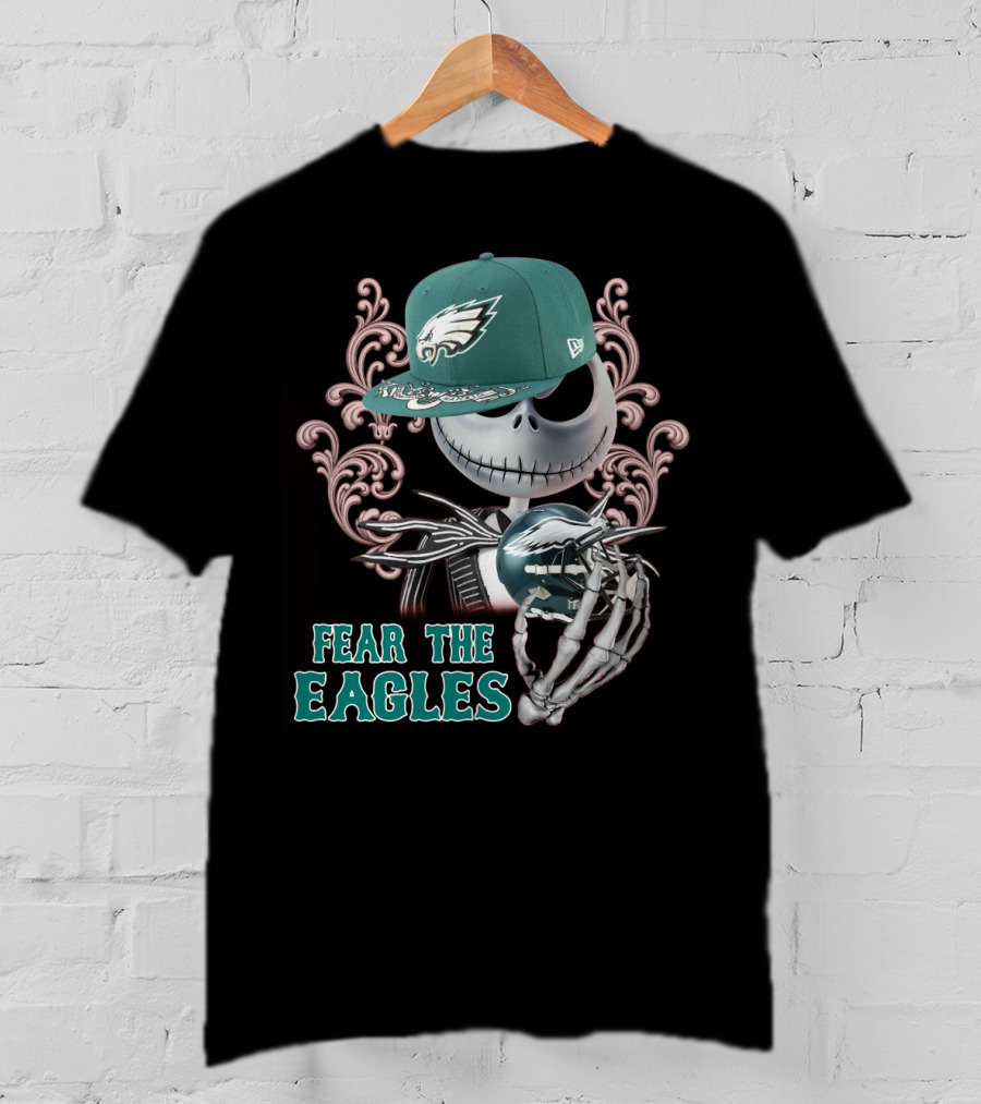 Jack Skellington Fear The Eagles Philadelphia Football T-Shirt