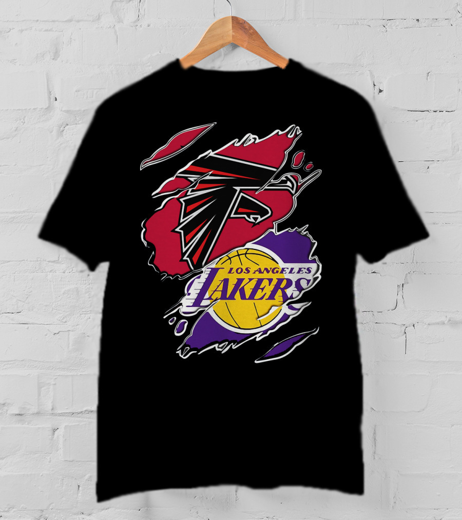 Atlanta Falcons Los Angeles Lakers Logo Mashup T-Shirt