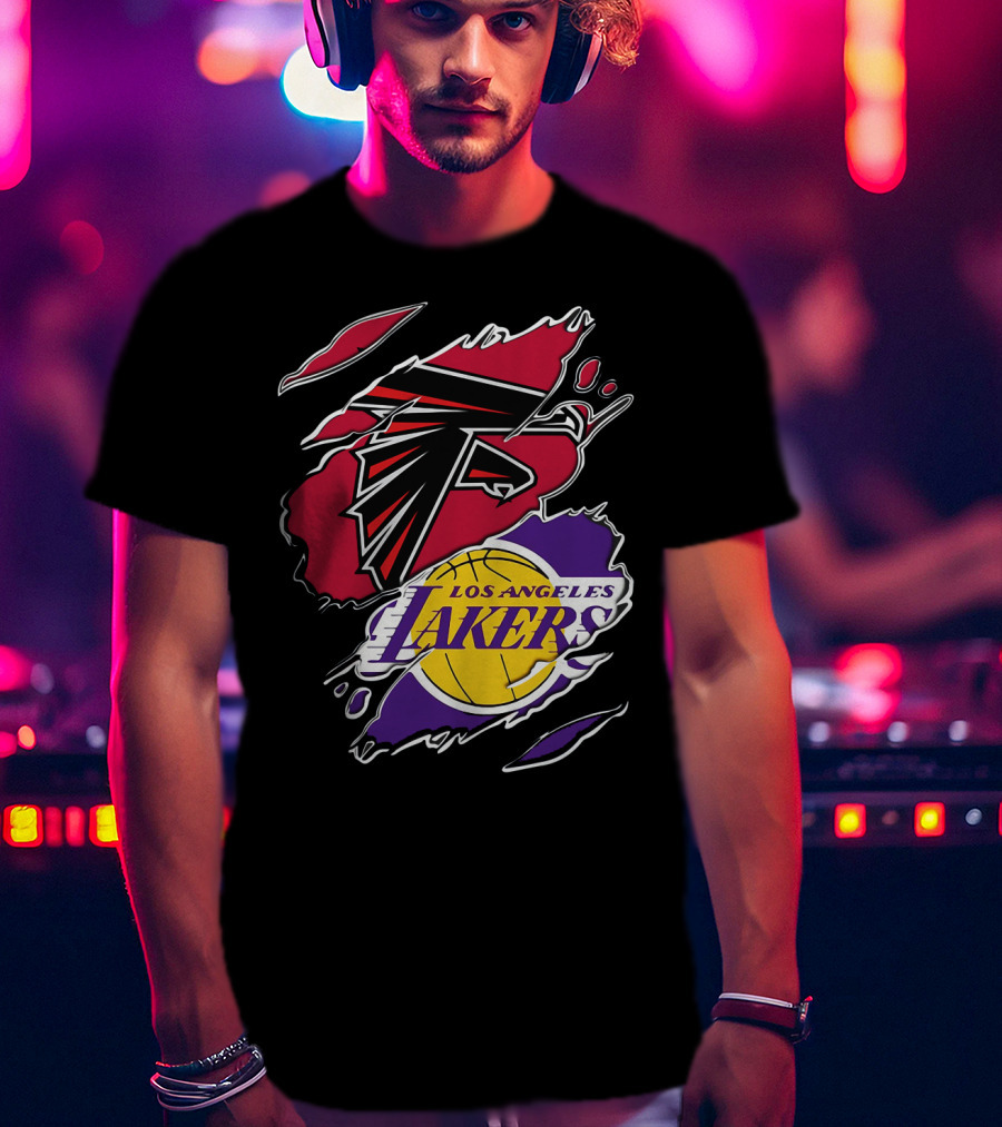 Atlanta Falcons Los Angeles Lakers Logo Mashup T-Shirt