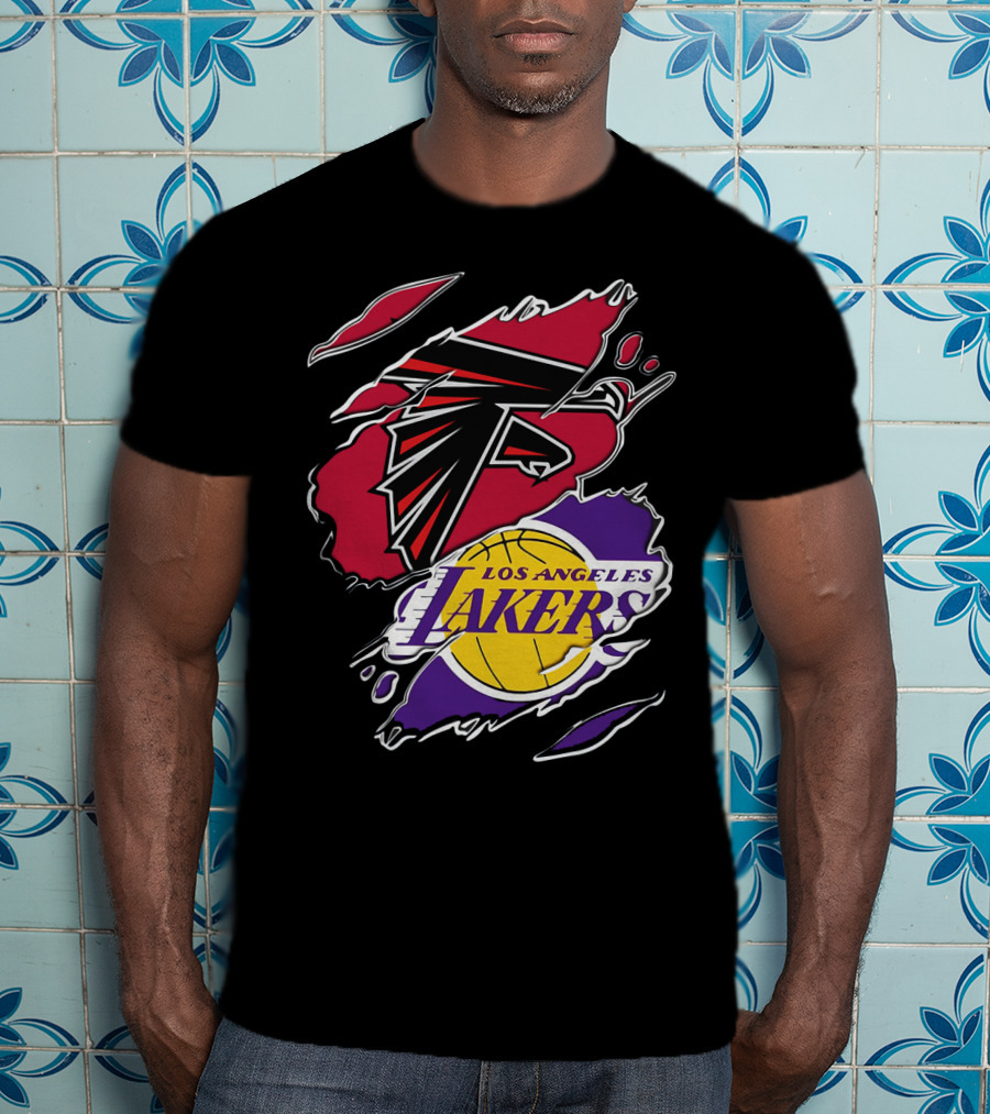 Atlanta Falcons Los Angeles Lakers Logo Mashup T-Shirt