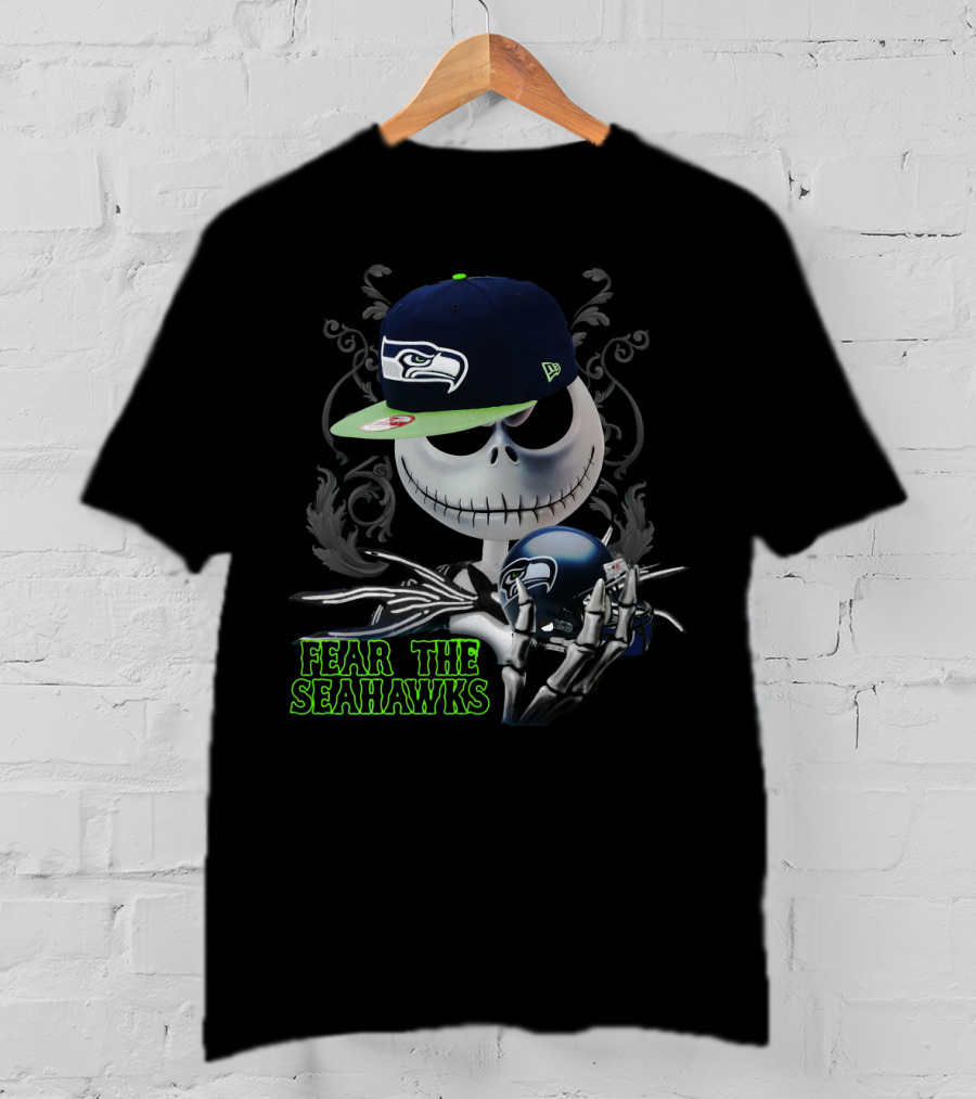 Fear The Seahawks Jack Skellington Seattle Seahawks T-Shirt