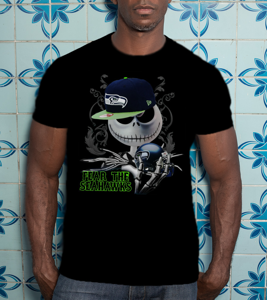 Fear The Seahawks Jack Skellington Seattle Seahawks T-Shirt