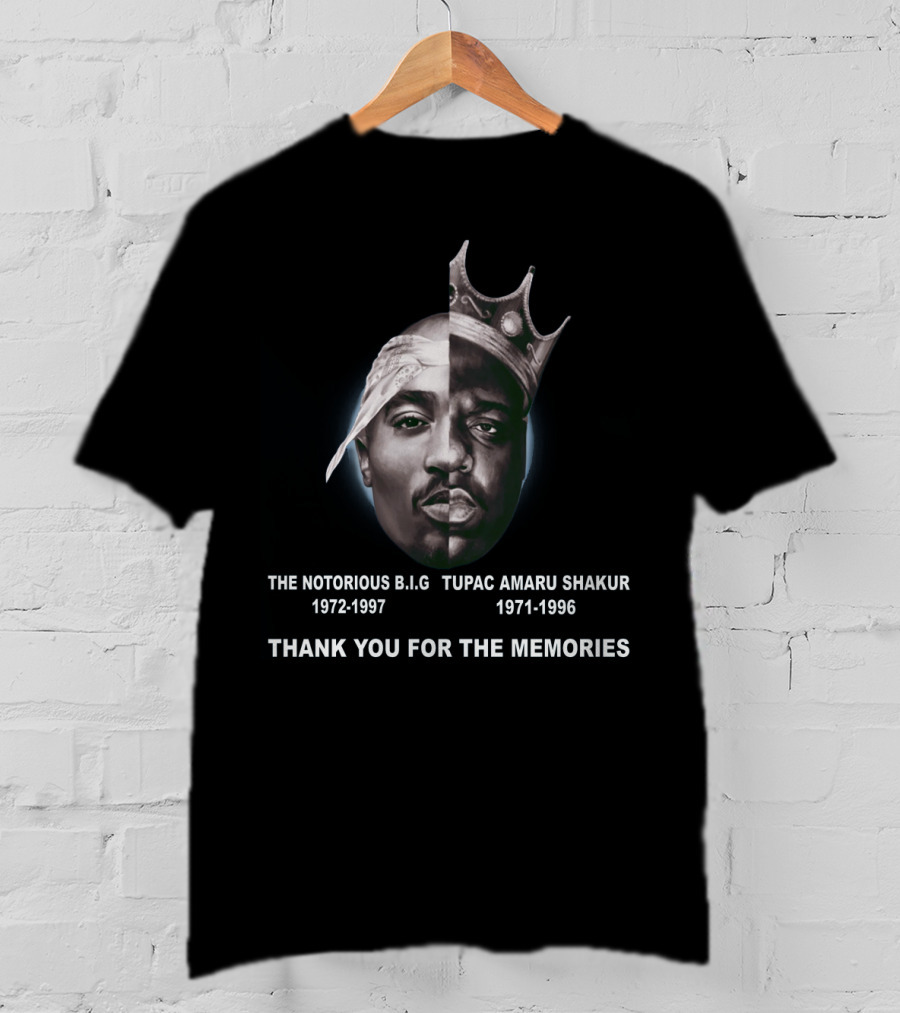 The Notorious Big Tupac Amaru Shakur 1972-1997 1971-1996 Thank You For The Memories T-Shirt