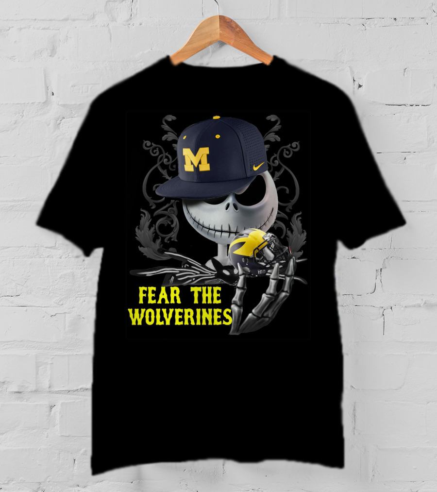 Fear The Wolverines Jack Skellington Michigan Football T-Shirt